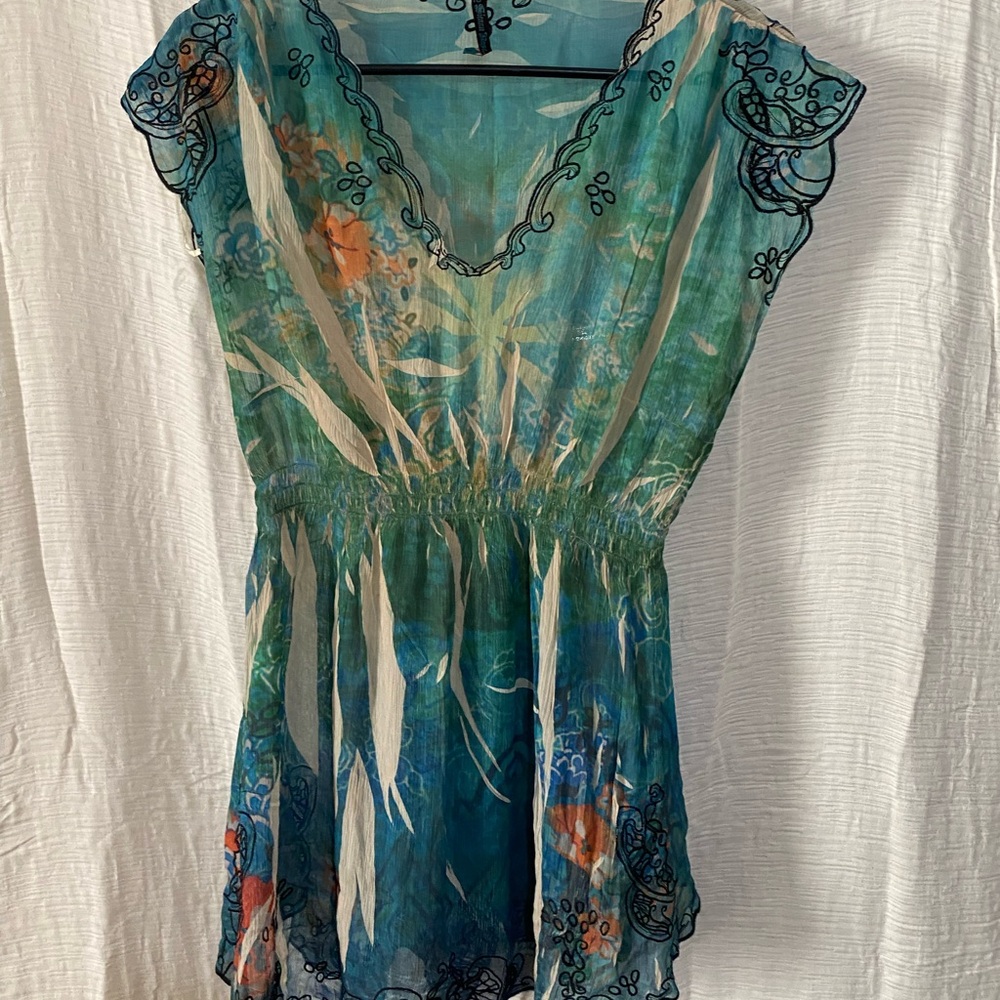 Sienna Rose Black and Blue Asymmetrical Tunic